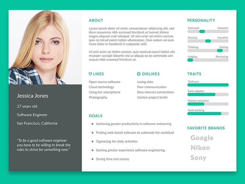 User Persona Template | Free PSD Template | PSD Repo